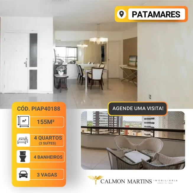 Foto 1 de Apartamento com 4 Quartos à venda, 155m² em Patamares, Salvador