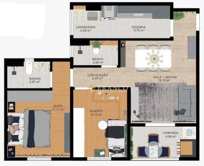Foto 1 de Apartamento com 2 Quartos à venda, 65m² em Residencial Portal da Mantiqueira, Taubaté