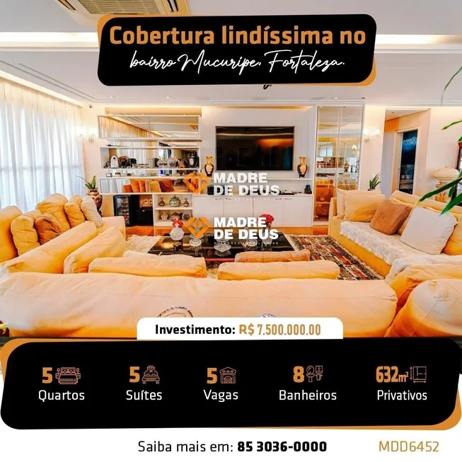 Foto 1 de Cobertura com 5 Quartos à venda, 632m² em Mucuripe, Fortaleza