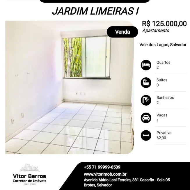 Foto 1 de Apartamento com 2 Quartos à venda, 62m² em Vale dos Lagos, Salvador