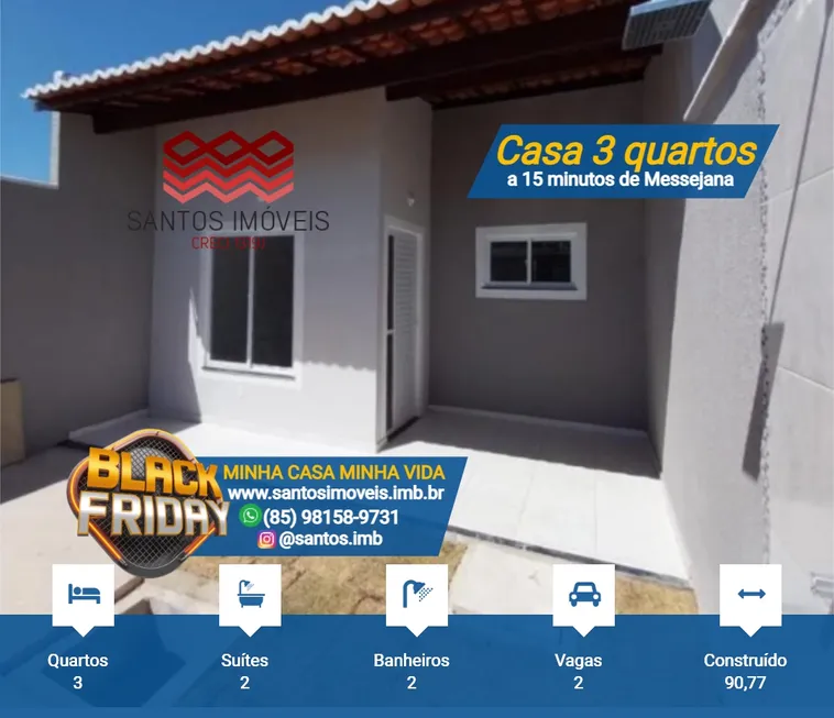 Foto 1 de Casa com 3 Quartos à venda, 92m² em Pedras, Fortaleza