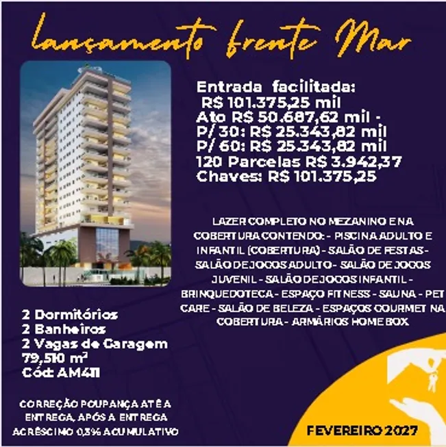 Foto 1 de Apartamento com 2 Quartos à venda, 79m² em Jardim Real, Praia Grande