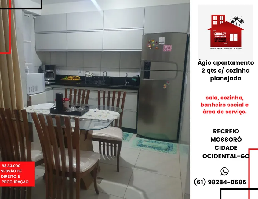 Foto 1 de Apartamento com 2 Quartos à venda, 58m² em Mansões Recreio Mossoró, Cidade Ocidental