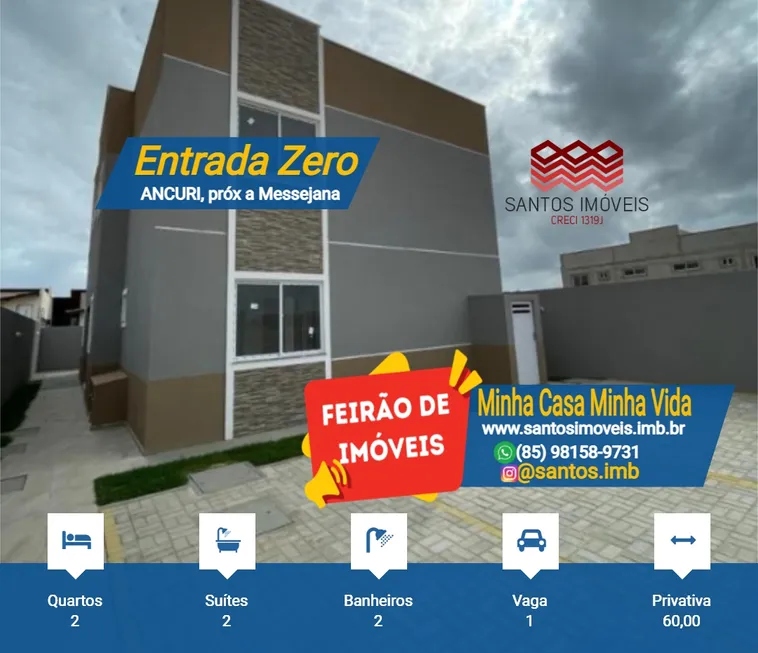 Foto 1 de Apartamento com 2 Quartos à venda, 60m² em Ancuri, Fortaleza
