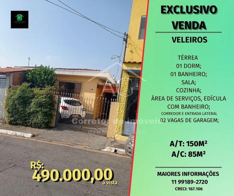 Foto 1 de Casa com 1 Quarto à venda, 85m² em Veleiros, São Paulo