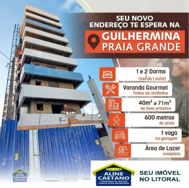 Foto 1 de Apartamento com 2 Quartos à venda, 71m² em Vila Guilhermina, Praia Grande