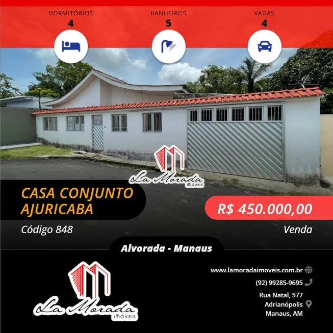 Foto 1 de Casa com 4 Quartos à venda, 190m² em Alvorada, Manaus