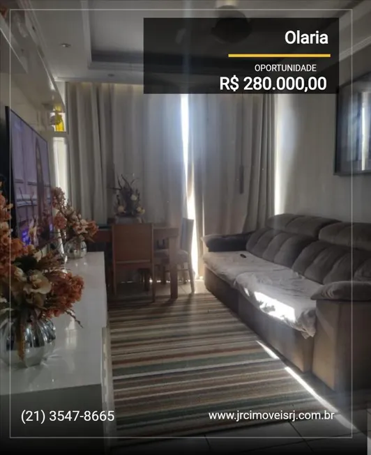 Foto 1 de Apartamento com 3 Quartos à venda, 70m² em Olaria, Rio de Janeiro
