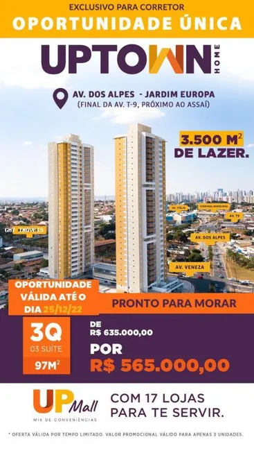 Foto 1 de Apartamento com 3 Quartos à venda, 97m² em Jardim Europa, Goiânia