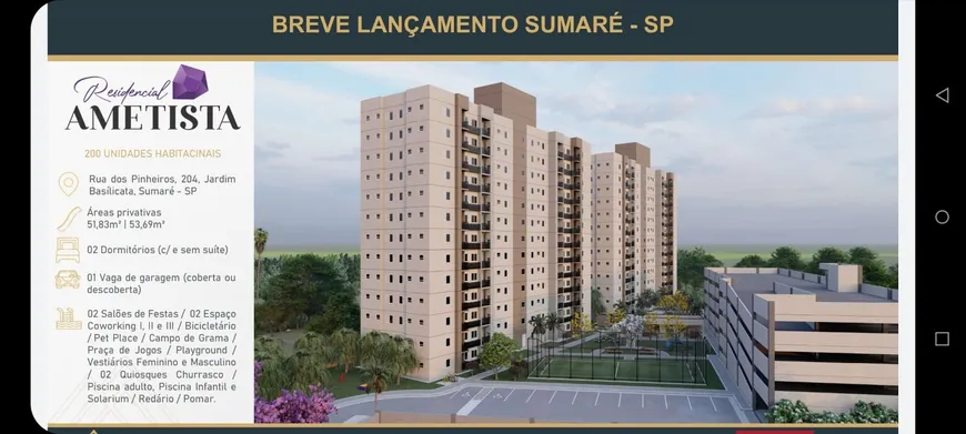Foto 1 de Apartamento com 2 Quartos à venda, 51m² em Jardim Basilicata, Sumaré