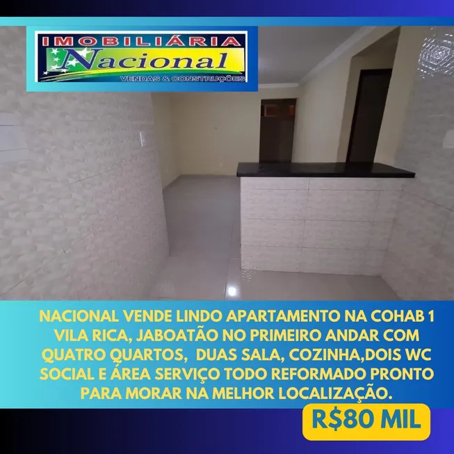 Foto 1 de Apartamento com 4 Quartos à venda, 70m² em Vila Rica, Jaboatão dos Guararapes