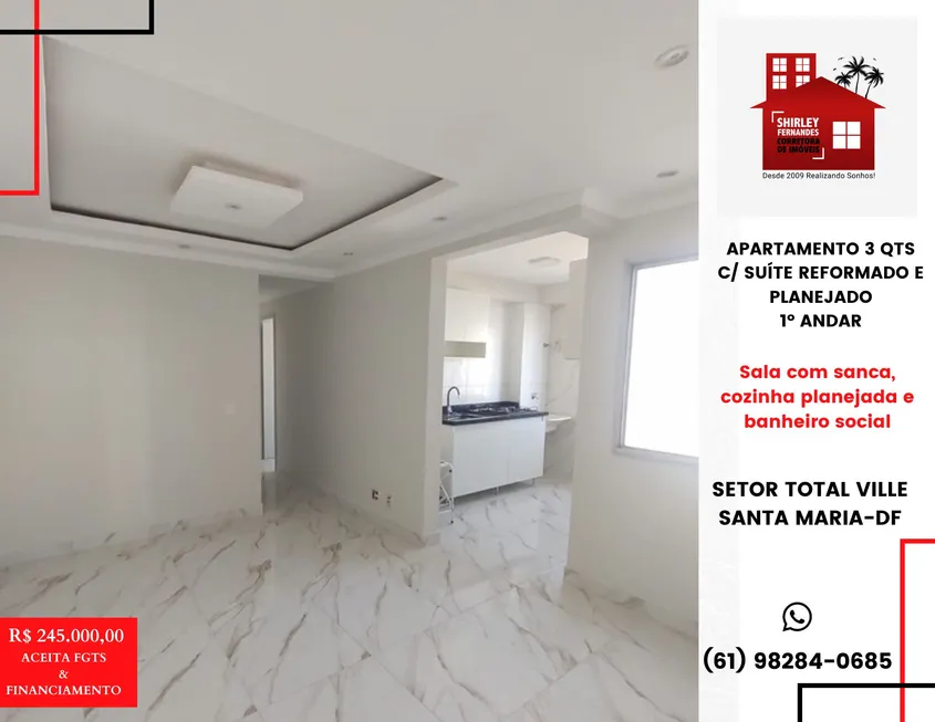 Foto 1 de Apartamento com 3 Quartos à venda, 60m² em Santa Maria, Brasília