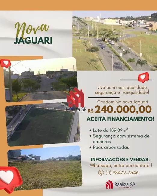 Foto 1 de Lote/Terreno à venda, 189m² em Villas do Jaguari, Santana de Parnaíba