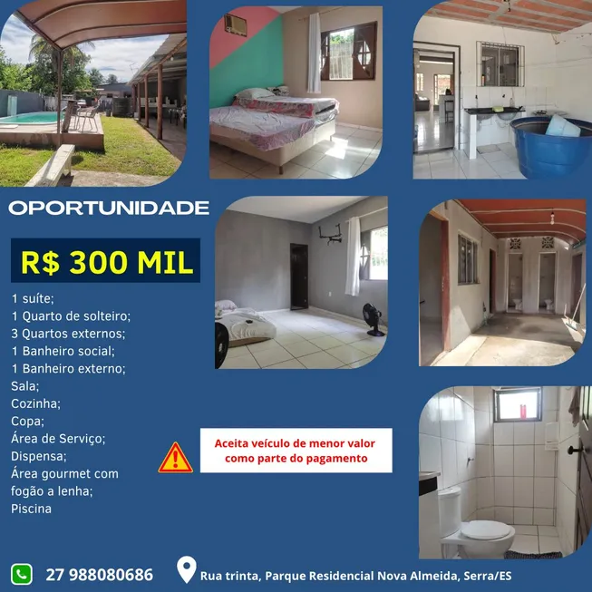 Foto 1 de Casa com 4 Quartos à venda, 600m² em Parque Residencial Nova Almeida, Serra
