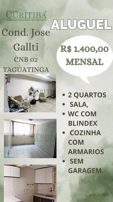 Foto 1 de Apartamento com 2 Quartos para alugar, 65m² em Taguatinga Norte, Brasília