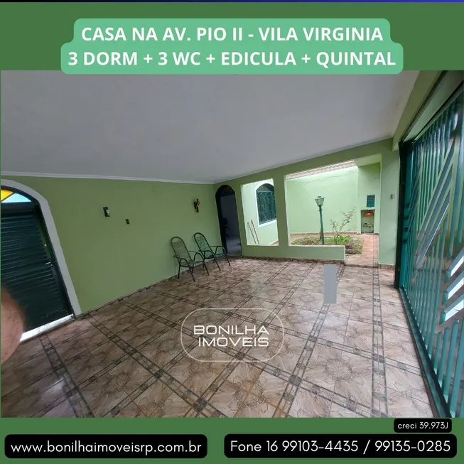 Foto 1 de Casa com 3 Quartos à venda, 182m² em VILA VIRGINIA, Ribeirão Preto