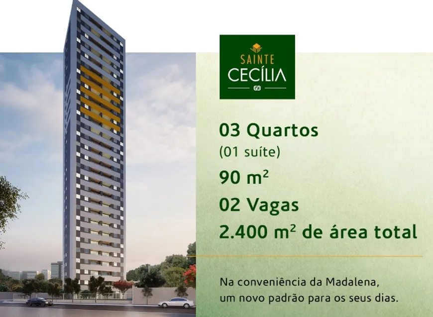 Foto 1 de Apartamento com 3 Quartos à venda, 90m² em Madalena, Recife