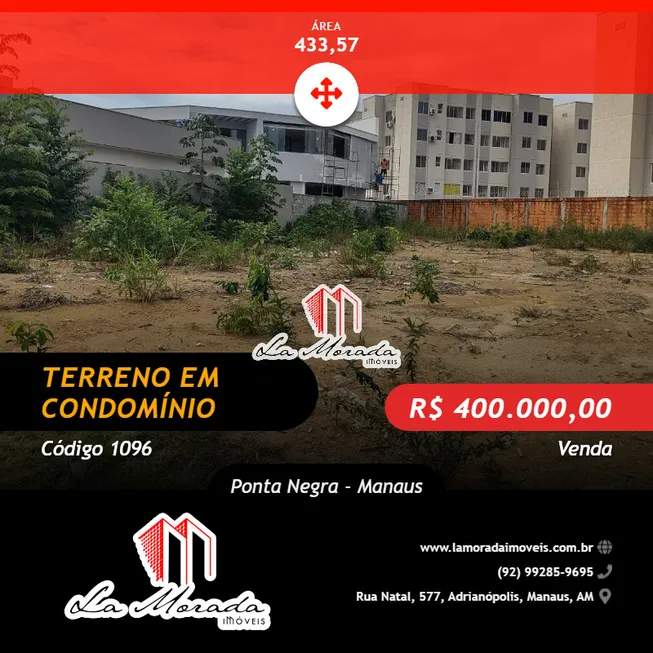 Foto 1 de Lote/Terreno à venda, 433m² em Ponta Negra, Manaus