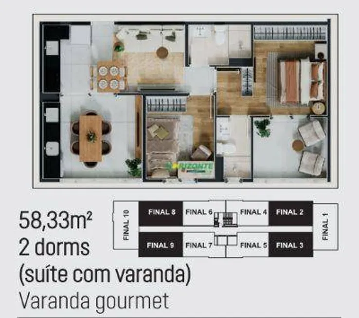 Foto 1 de Apartamento com 2 Quartos à venda, 58m² em Loteamento Floresta, São José dos Campos