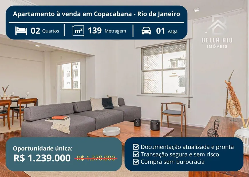 Foto 1 de Apartamento com 2 Quartos à venda, 139m² em Copacabana, Rio de Janeiro
