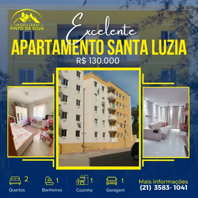 Foto 1 de Apartamento com 2 Quartos à venda, 60m² em Santa Luzia, São Gonçalo