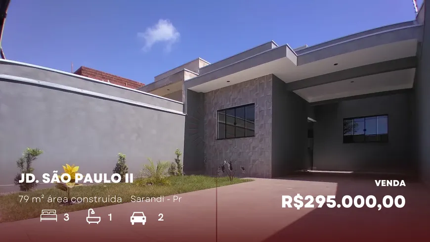 Foto 1 de Casa com 3 Quartos à venda, 79m² em Jardim Sao Paulo II, Sarandi