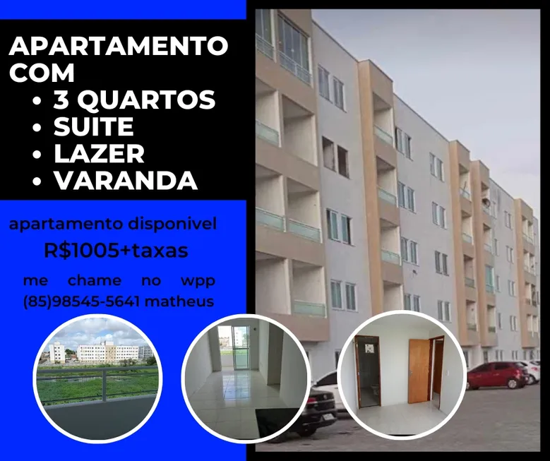 Foto 1 de Apartamento com 3 Quartos para alugar, 62m² em Itaperi, Fortaleza