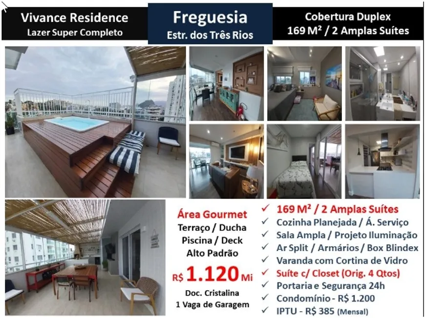 Foto 1 de Cobertura com 4 Quartos à venda, 169m² em Freguesia- Jacarepaguá, Rio de Janeiro