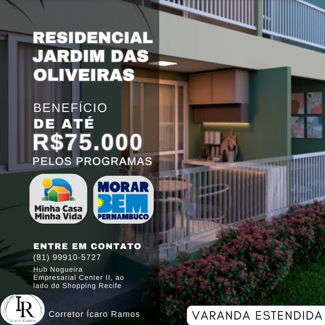 Foto 1 de Apartamento com 3 Quartos à venda, 56m² em Dois Carneiros, Jaboatão dos Guararapes