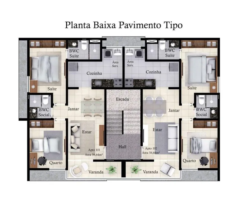 Foto 1 de Apartamento com 2 Quartos à venda, 55m² em Cristo Redentor, João Pessoa