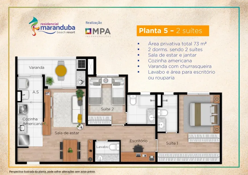 Foto 1 de Apartamento com 2 Quartos à venda, 73m² em Praia do Sapê, Ubatuba