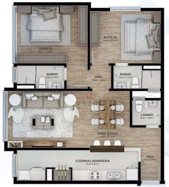 Foto 1 de Apartamento com 2 Quartos à venda, 75m² em Centro, Gramado