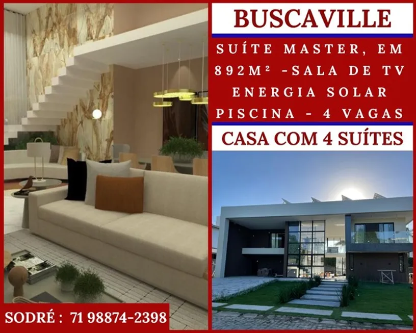 Foto 1 de Casa de Condomínio com 4 Quartos à venda, 624m² em Catu de Abrantes, Camaçari