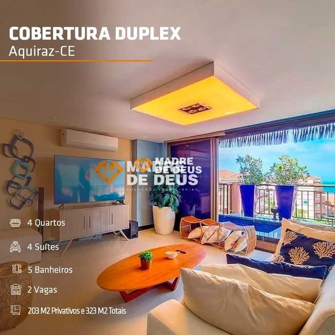 Foto 1 de Cobertura com 4 Quartos à venda, 203m² em Tapera, Aquiraz