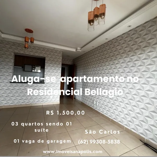 Foto 1 de Apartamento com 3 Quartos para alugar, 58m² em Bairro São Carlos 1A. Etapa, Anápolis