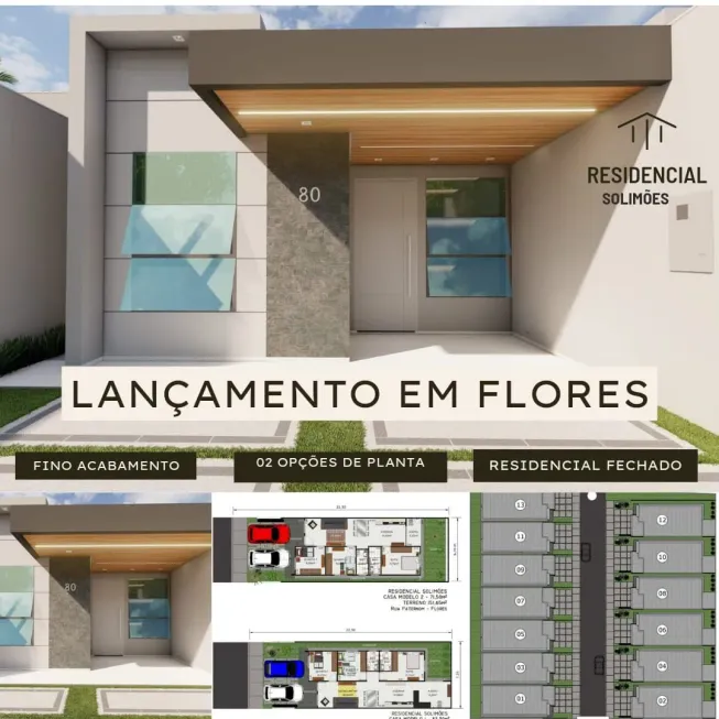 Foto 1 de Casa de Condomínio com 3 Quartos à venda, 73m² em Flores, Manaus