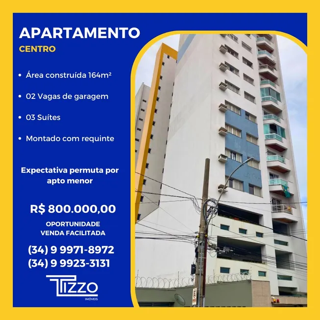 Foto 1 de Apartamento com 3 Quartos à venda, 164m² em Centro, Uberlândia