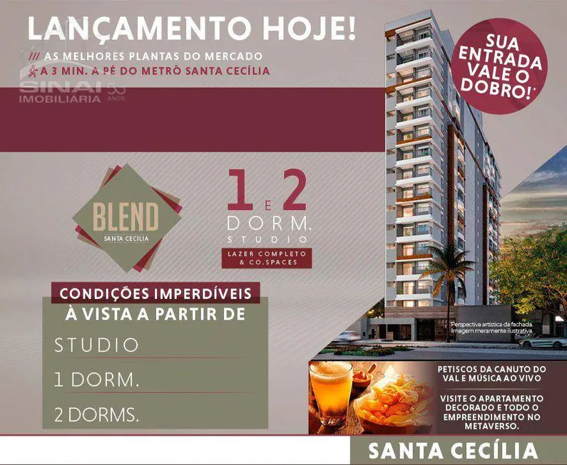 Foto 1 de Apartamento com 1 Quarto à venda, 29m² em Santa Cecília, São Paulo