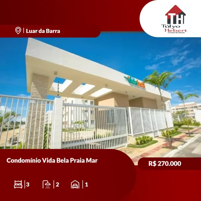 Foto 1 de Apartamento com 3 Quartos à venda, 87m² em Centro, Barra dos Coqueiros