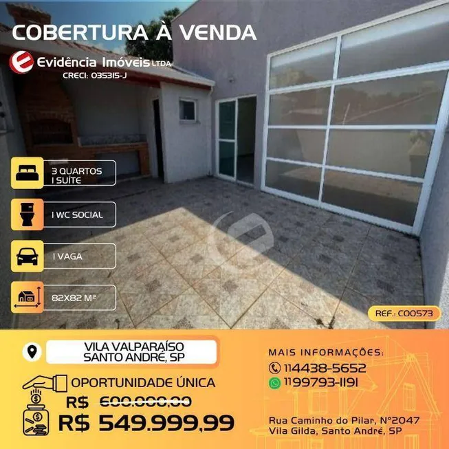 Foto 1 de Cobertura com 3 Quartos à venda, 164m² em Vila Valparaiso, Santo André