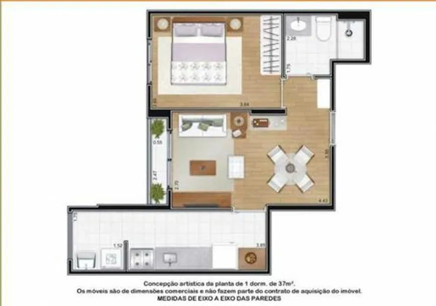 Foto 1 de Apartamento com 1 Quarto à venda, 37m² em Vila Buarque, São Paulo