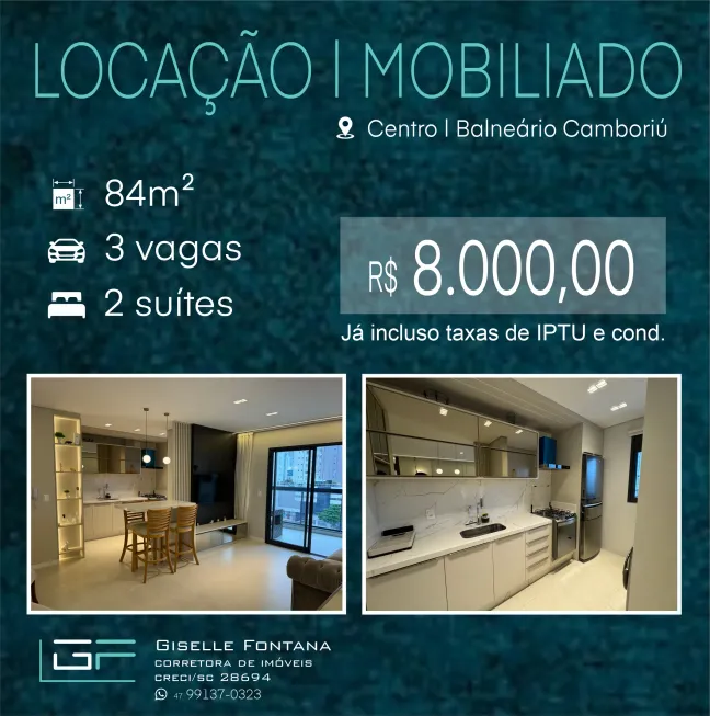 Foto 1 de Apartamento com 2 Quartos para alugar, 84m² em Centro, Balneário Camboriú