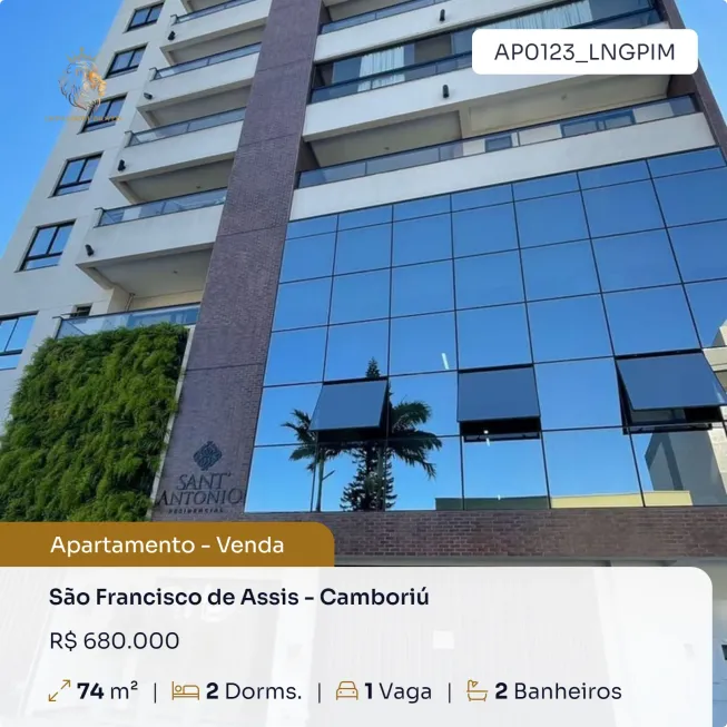 Foto 1 de Apartamento com 2 Quartos à venda, 74m² em São Francisco de Assis, Camboriú