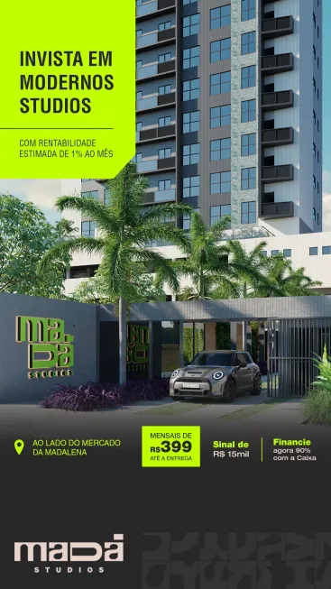 Foto 1 de Apartamento com 1 Quarto à venda, 27m² em Madalena, Recife