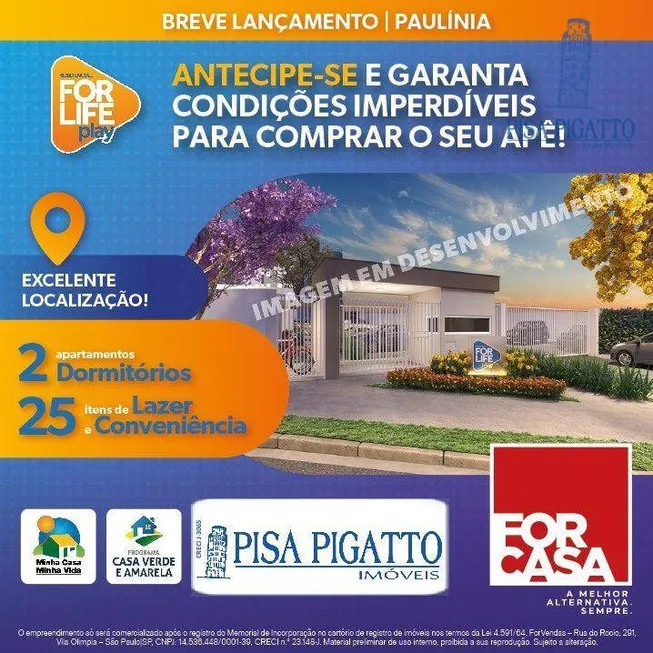 Foto 1 de Apartamento com 2 Quartos à venda, 40m² em Joao Aranha, Paulínia