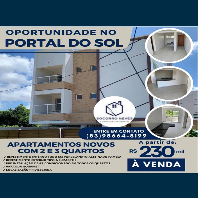 Foto 1 de Apartamento com 3 Quartos à venda, 71m² em Portal do Sol, João Pessoa