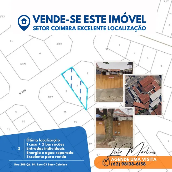 Foto 1 de Casa com 3 Quartos à venda, 250m² em Setor Coimbra, Goiânia