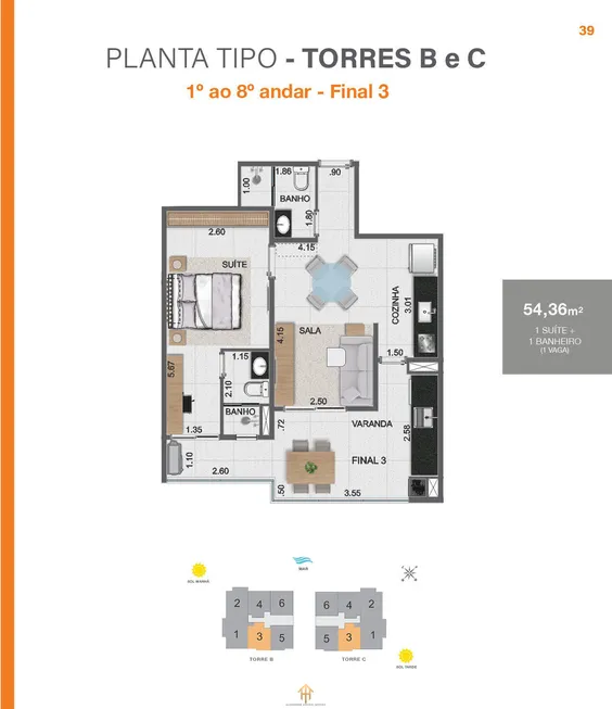 Foto 1 de Apartamento com 1 Quarto à venda, 54m² em Loteamento Jardim Aruan, Caraguatatuba