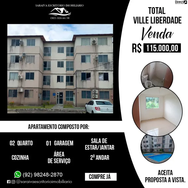 Foto 1 de Apartamento com 2 Quartos à venda, 46m² em Lago Azul, Manaus