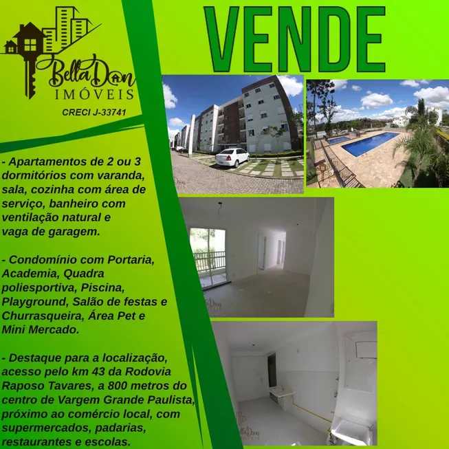 Foto 1 de Apartamento com 2 Quartos à venda, 49m² em Jardim Bela Vista, Vargem Grande Paulista